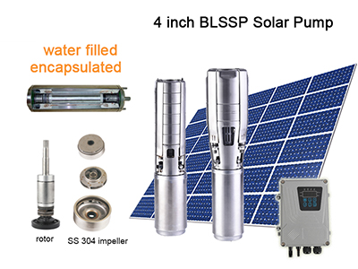 4" DC Solar Water Pump  (Encapsulated Submersible Motor, SS304 Impeller), BLSSP